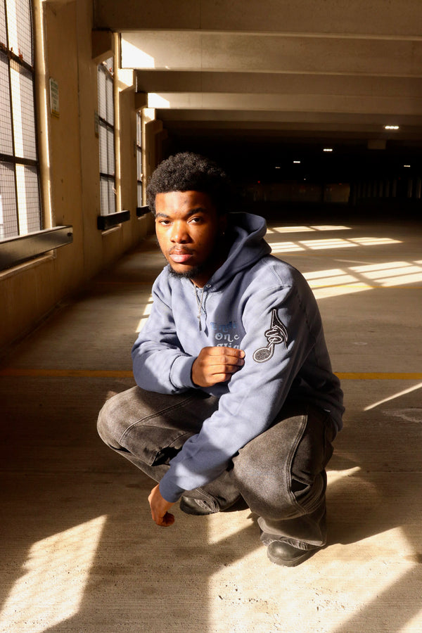 EOAHN Vintage Blue Washed Hoodie
