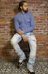 EOAHN Vintage Blue Washed Long Slv